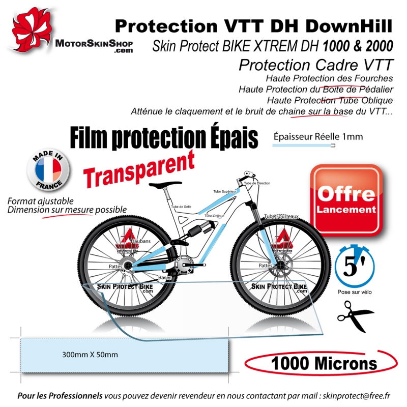 Film de Protection Boitier Pédalage VTT XTREM DH cadre VTT DownHill