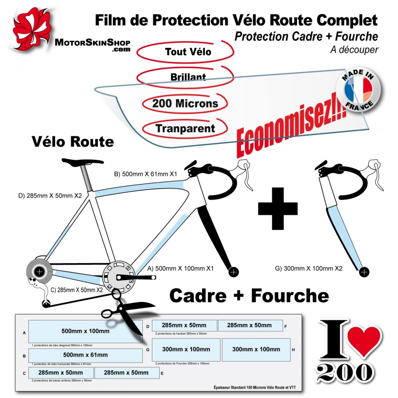 Film de Protection cadre Vélo Route protection du cadre