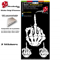 Planche Sticker Doigt D'honneur Squelette