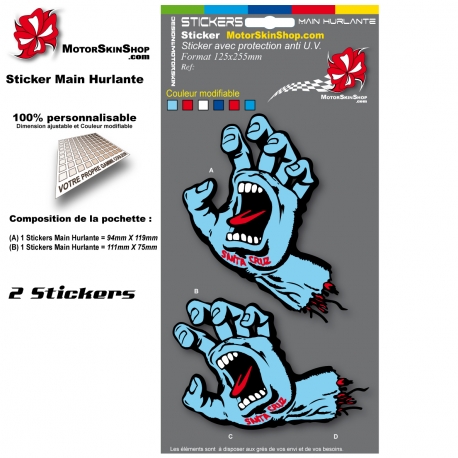 Planche Sticker Main Hurlante Santa Cruz