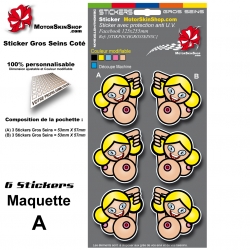 Planche Sticker Gros Seins Fille Coté