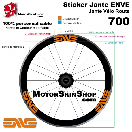 Sticker ENVE jante vélo roue 700 ou 650B