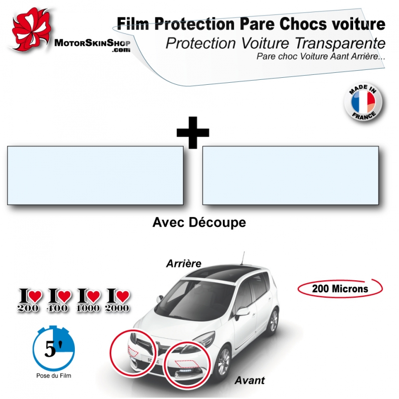 Xotic Tech Film de protection en vinyle transparent pour pare-chocs avant  et phare de voiture (30,5 x 121,9 cm) : : Auto