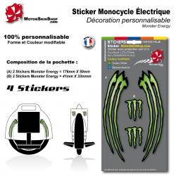 Planche Sticker Monocycle électique décoration Monster Energy