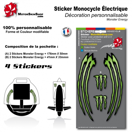 Planche Sticker Monocycle électique Monster Energy