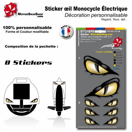 Planche Sticker Monocycle électique Yeux oeil
