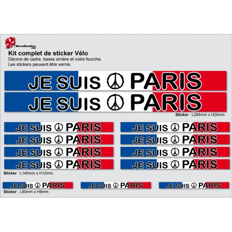 Sticker Je suis Paris Cadre Vélo