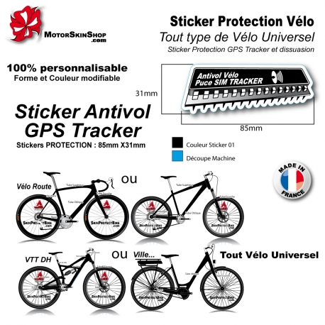 sticker Antivol vélo GPS Tracker universel couleur tout type de Vélo