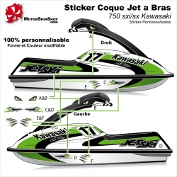 Sticker coque Jet Ski bras 750 sxi Kawasaki
