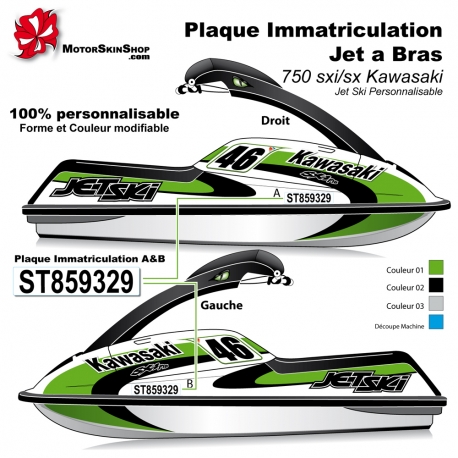 Sticker Plaque immatriculation Jet SKI a bras