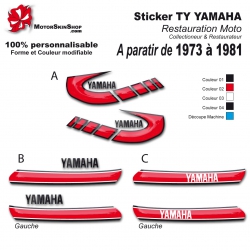 Sticker TY Yamaha restauration de 1973 à 1981