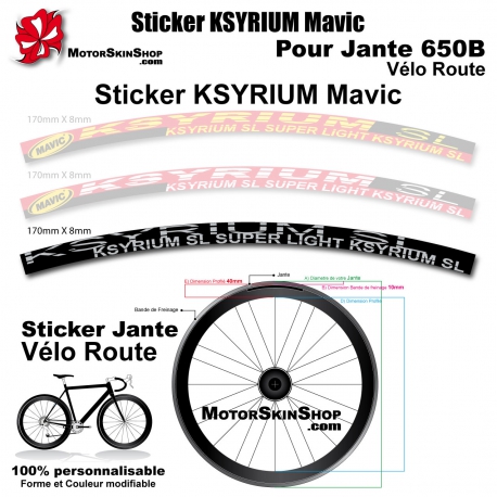 Sticker jante KSYRIUM SL Mavic Vélo route 700 ou 650B