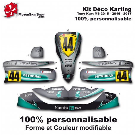 Kit déco M6 Tony Kart Karting Personnalisable Mercedes F1 2017