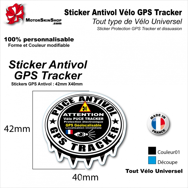 sticker Antivol vélo GPS Tracker Alarme couleur tout type de Vélo