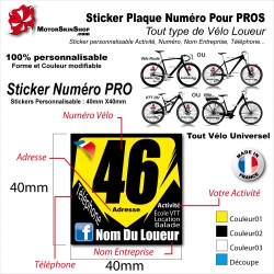 Sticker Plaque Numéro identification Vélo Pro