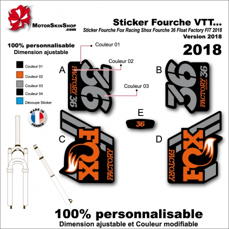 Sticker Fourche Fox Racing 2018 Shox 36 Float Factory FIT