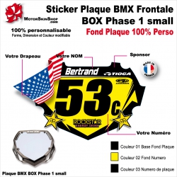 Sticker plaque BMX BOX Phase 1 small numéro nom age pilote