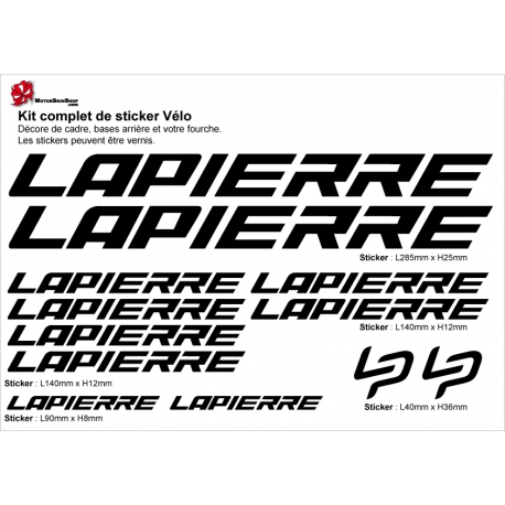 Sticker Lapierre Cadre VTT et Batterie 2018