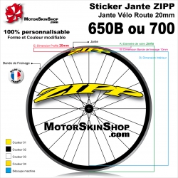 Sticker Jante ZIPP vélo roue 700 ou 650B 20MM