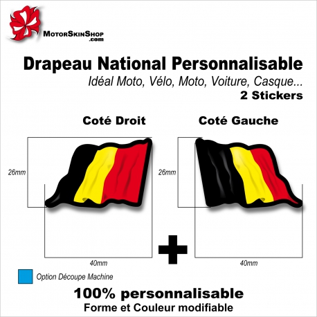 Sticker Drapeau BELGE National Flottant Belgique