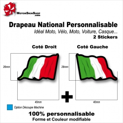 Sticker Drapeau ITALIE National Flottant Italien