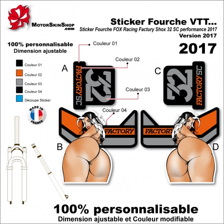 Sticker Fourche FOX Sexy Racing Factury Shox 32 SC performance 2017