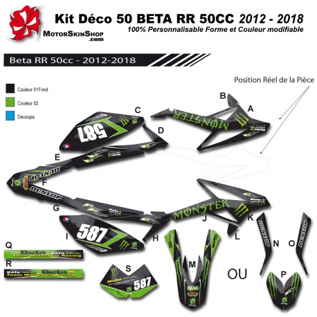 Kit déco 50 Beta RR 12-18 Monster Energy 50CC a boite