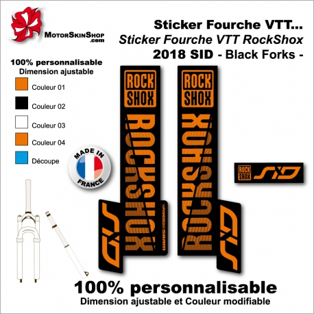 Sticker fourche RockShox Sid 2018 VTT Fourche Noir