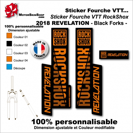 Sticker fourche RockShox Revelation 2018 VTT Fourche Noir