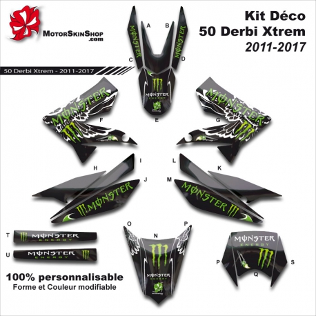 Kit Déco 50 Derbi Xtrem SM Monster Energy 2011-2017 50CC à boite Perso