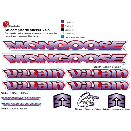 Sticker cadre BMX Mongoose Bikes 90-95