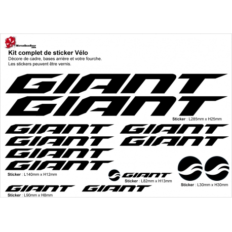 Sticker cadre vélo Giant 2018 autocollant