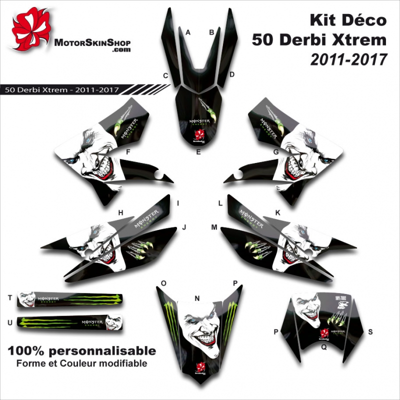 Kit Déco 50 Derbi Xtrem SM 2011-2017 C 50CC à boite Perso D