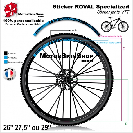 Sticker Jante VTT ROVAL Specialized 20mm 26" 27.5" 29"