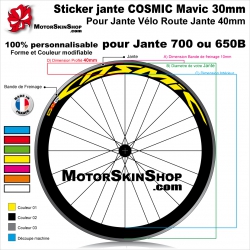 Sticker jante COSMIC Mavic 30mm vélo route