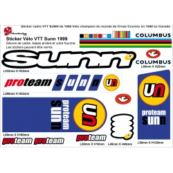 Sticker cadre VTT SUNN de 1999 Vélo champion du monde