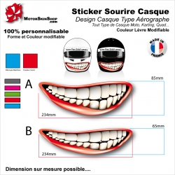 Sticker Décoration casque Sourire Type aérographe mentonnière Couleur modifiable