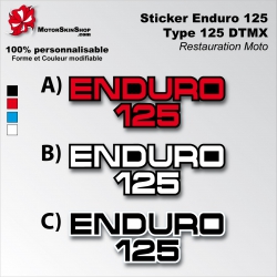 Sticker Enduro 125 Yamaha Type DTMX blanc Noir ou Rouge