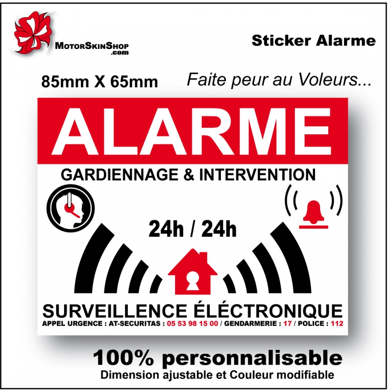 Autocollant Alarme Maison - Plaque Personnalisée