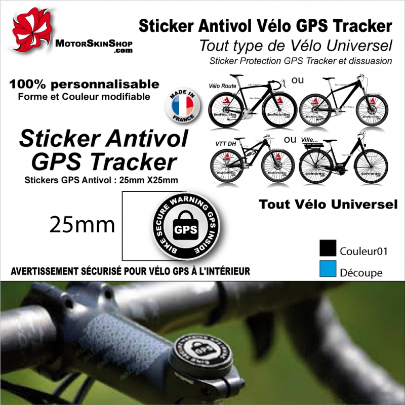 Sticker Antivol vélo universel Puce GPS Tracker Cadenas universel tout Vélo