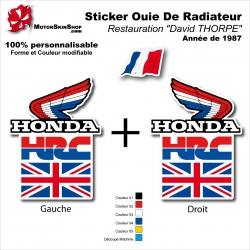 Sticker Ouies de Radiateur HRC "David THORPE" Honda 1987