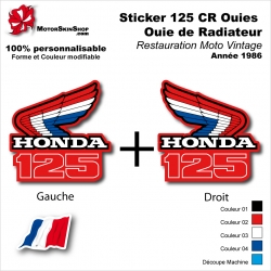 Sticker Honda CR125 de 1986 Ouie Radiateur Honda