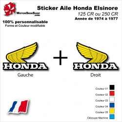 Sticker Aile Honda ELSINORE CR125 ou CR250 de 1974 à 1977 Vintage