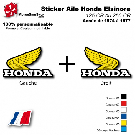 Sticker Aile Honda ELSINORE CR125 ou CR250 de 1974 à 1977 Vintage