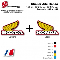 Sticker Aile Honda CR125 CR250 CR500 de 1980 à 1984 Vintage