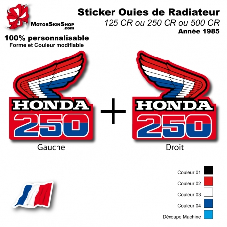 Sticker Ouies de Radiateur CR125 CR250 CR500 1985 Vintage