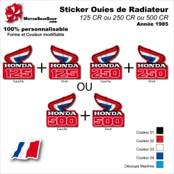 Sticker Ouies de Radiateur CR125 CR250 CR500 1985 Rouge Vintage