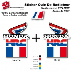 Sticker Ouies de Radiateur HRC Drapeau FRANCE Honda 1987