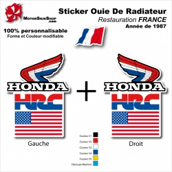 Sticker Ouies de Radiateur HRC Drapeau USA Honda 1987