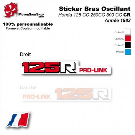 Sticker Bras Oscillant Rouge CR125 CR250 CR500 Honda 1983 Vintage